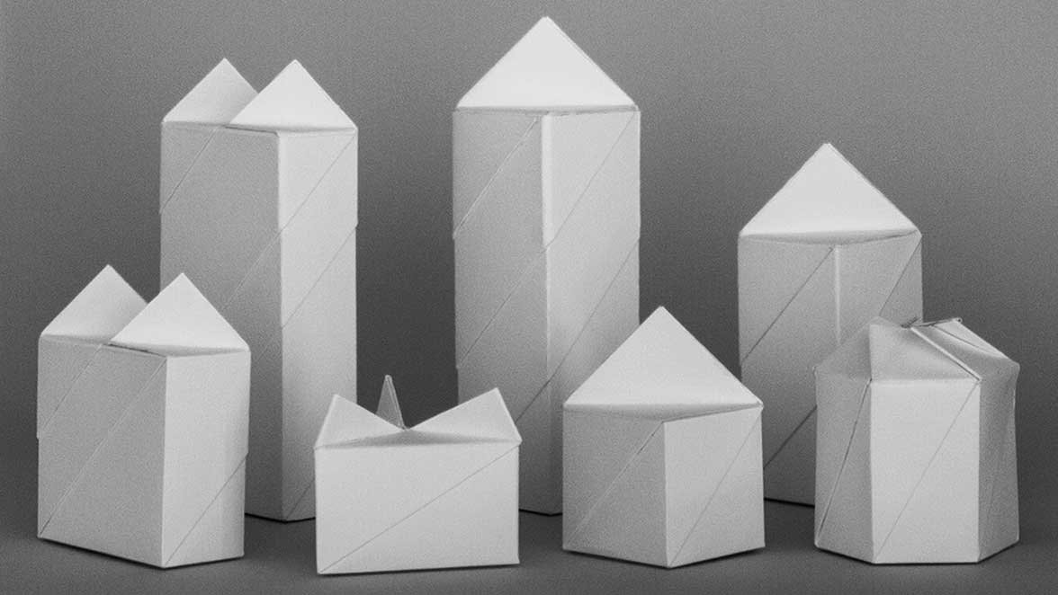 emanuel dion, folding boxes with triangular, rectangular, square and hexagonal base